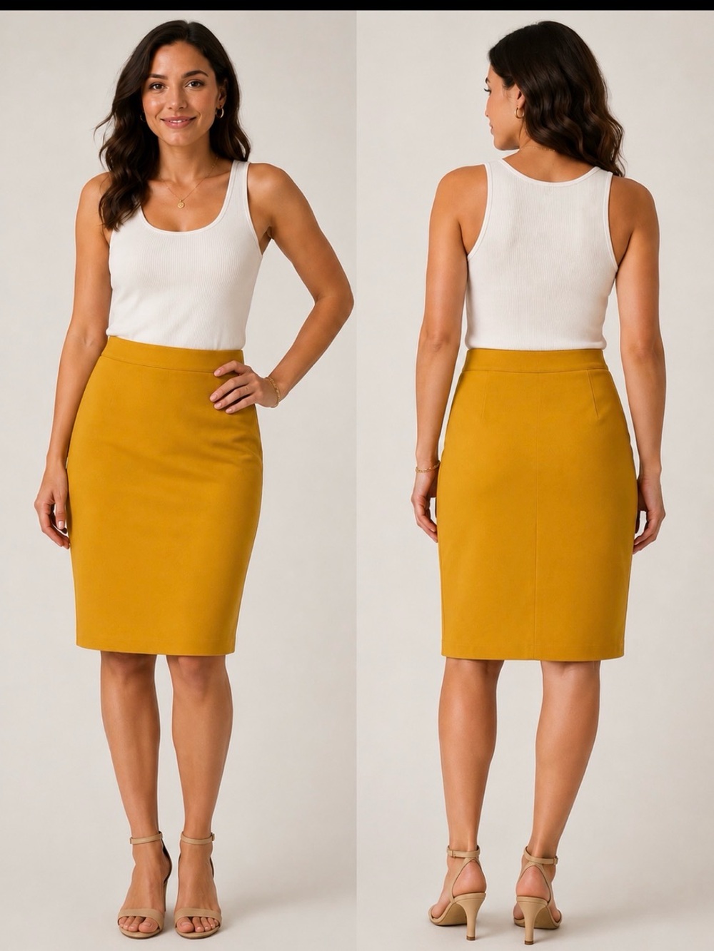 Banana Republic Mustard Pencil Skirt - Classic High-Waist Women's Skirt